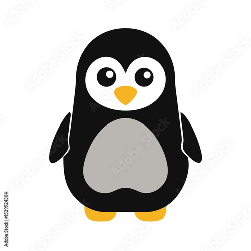 Smiling cartoon penguin in black and gray colors	
