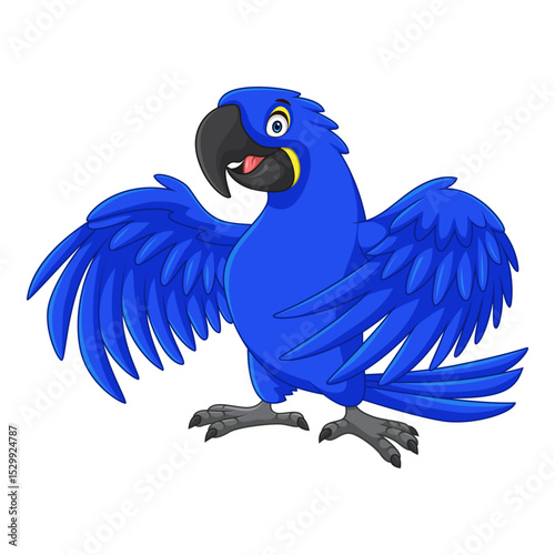 cartoon hyacinth macaw bird on white background