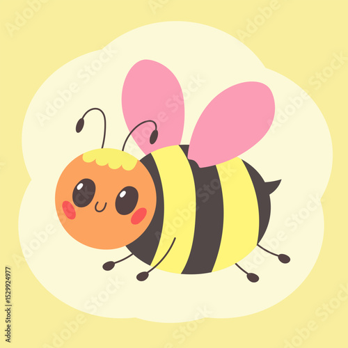 Smiling bee vector with expressive face and cute design.
 Great for crafting, nursery graphics, or learning visuals.