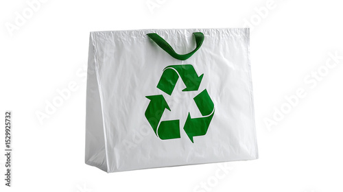 Eco-Friendly Tote: A sustainable shopping companion, featuring a prominent recycling symbol, symbolizing a commitment to environmental responsibility and conscientious consumerism.