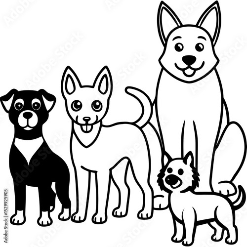 Cartoon Dog Breeds Set – Vector on White