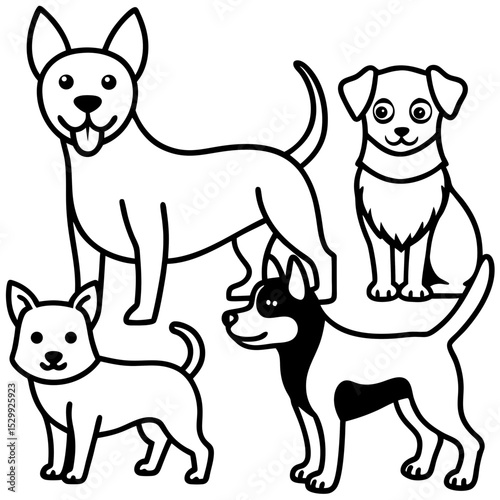 Cartoon Dog Breeds Set – Vector on White