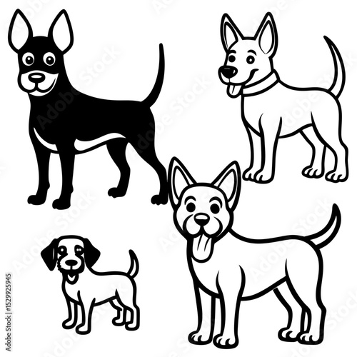 Cartoon Dog Breeds Set – Vector on White