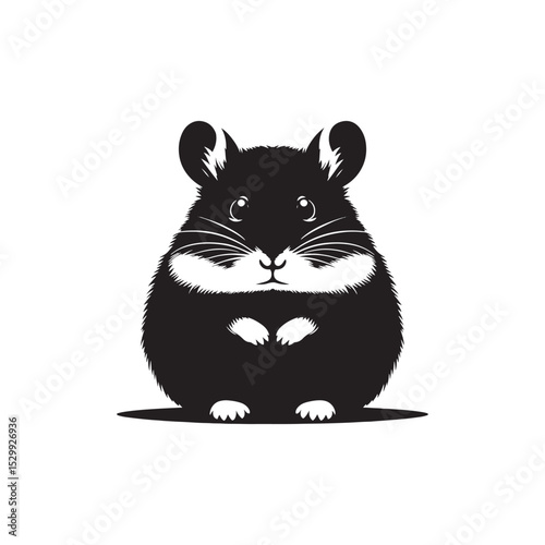 **"Adorable Hamster Vector Silhouette: Cute Small Rodent Design Featuring Chubby Cheeks, Round Body, and Playful Pose in Clean, Minimalist Style for Crafts and Digital Art"**
