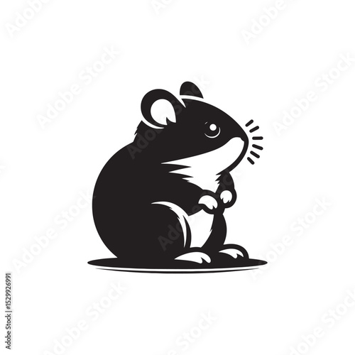 **"Adorable Hamster Vector Silhouette: Cute Small Rodent Design Featuring Chubby Cheeks, Round Body, and Playful Pose in Clean, Minimalist Style for Crafts and Digital Art"**

