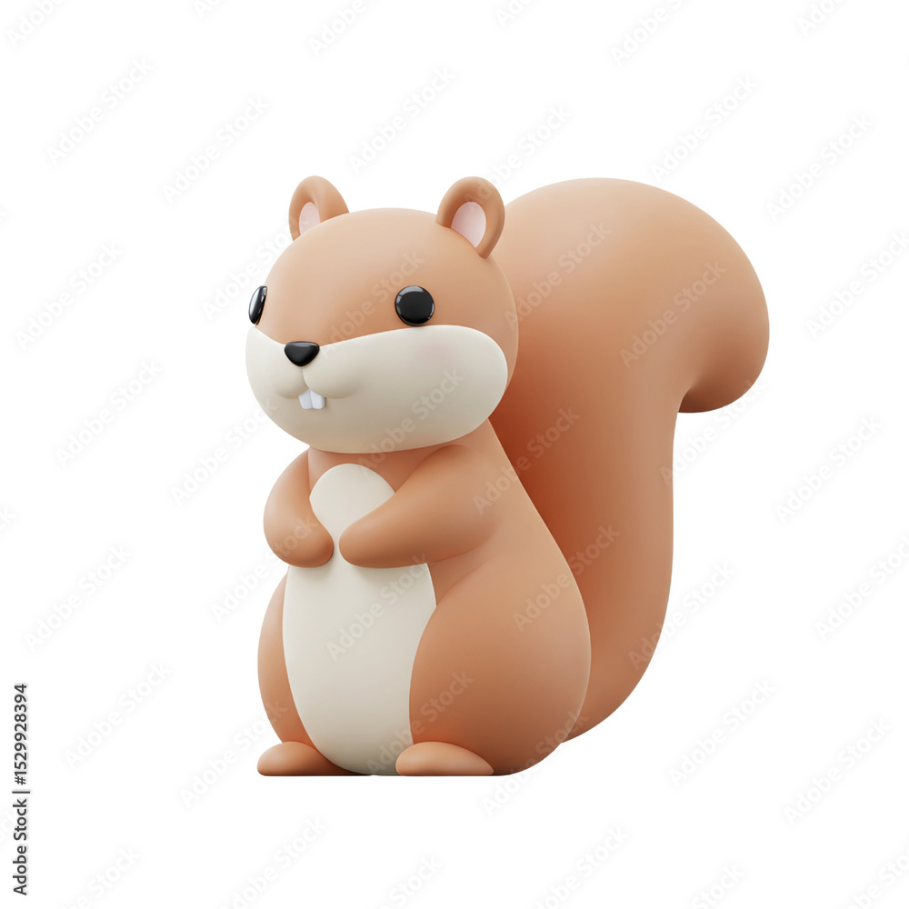 Fototapeta premium Cartoon squirrel standing upright, isolated on transparent background