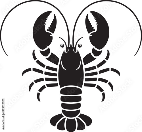 Black and White Lobster Silhouette Illustration crustacean
