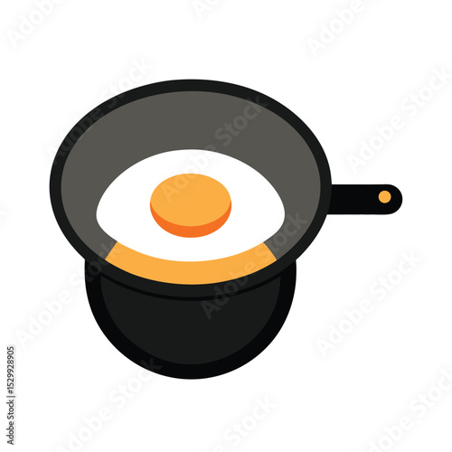 Fresh Egg in Fryer Isolated on White