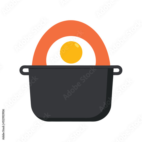 Fresh Egg in Fryer Isolated on White