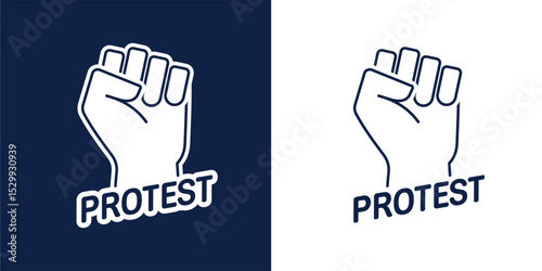 Fist up. Protest, resistance. Vector illustration isolated on uniform background.