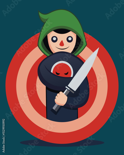 As the attacker hugged their target they couldnt help but smirk at the hidden knife within their palm.. Vector illustration