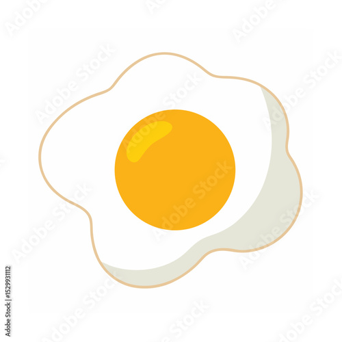 Fried Egg Isolated on White Background Vector 