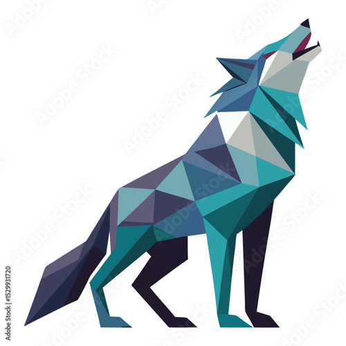 Geometric wolf howling