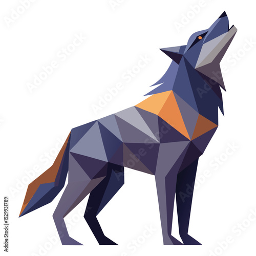 Geometric wolf howling