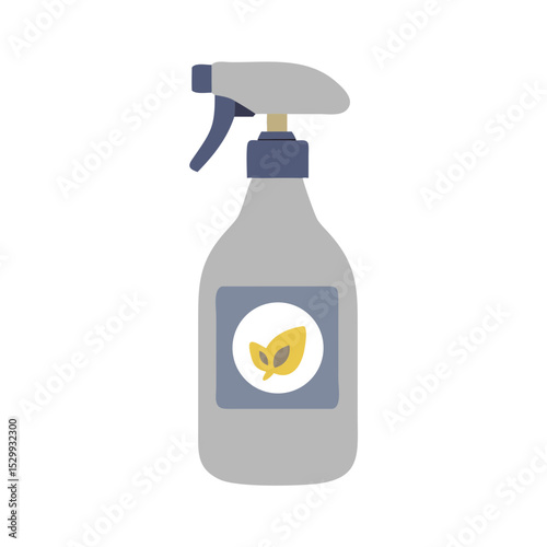 Gray cleaning spray bottle with yellow eco symbol