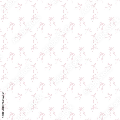 Seamless pattern with pink elegant bows on white background vector illustration. Cute white and pink print.