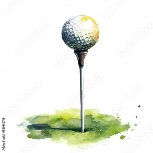 Golf, watercolor illustration vector, isolated on a white background.
