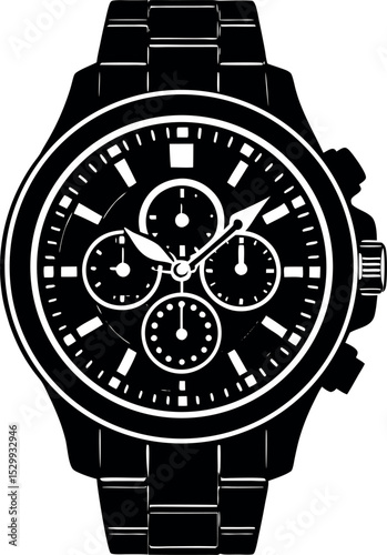 Luxury Gold Chronograph Watch Silhouette on White