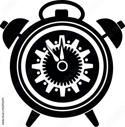 Mechanical Alarm Clock with Gears in Pastel Chrome