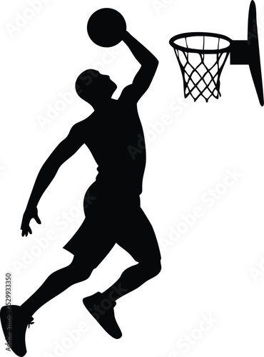 basketball player slam dunk silhouette