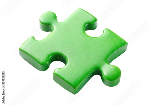 Plastic puzzle piece isolated on white background