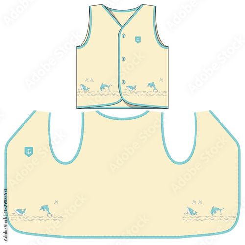 Baby Boys Dress Design with dolphin and sea Print