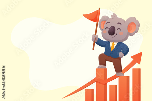 Successful Koala Business Mascot with Growth Chart