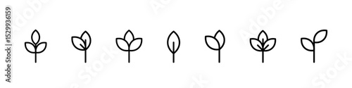 Plant growth icon. Leaf grow vector set. Gardening sign. Plant grow isolated icons. Leaf growth line icon set.