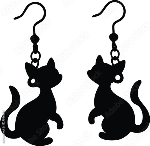cat earrings laser cut template silhouette 