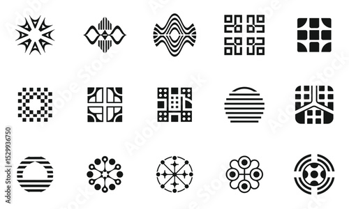 A collection of unique black and white geometric patterns, showcasing intricate designs including waves, grids, and abstract shapes that evoke creativity and modernity.