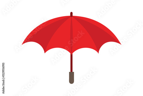 Open Red Umbrella Isolated on White Background