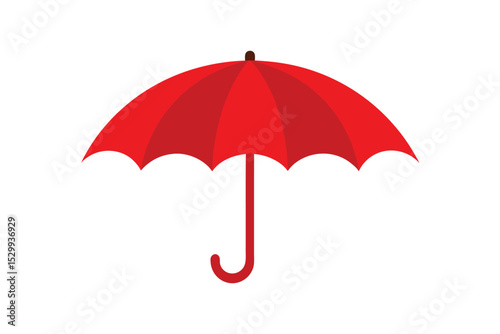 Open Red Umbrella Isolated on White Background