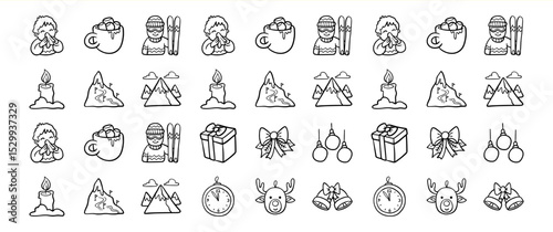 Winter Holiday Icons: A Collection of Cute Hand-Drawn Illustrations