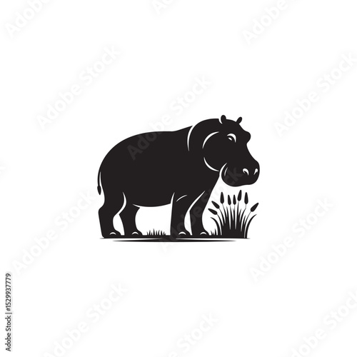 **"Majestic Hippopotamus Vector Silhouette: Bold River Giant in Minimal Design for Safari Themes, Wildlife Prints, Educational Decor, Crafts, Logos, and Creative Art Projects"**

