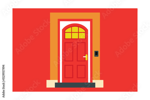 Red Front Door of a London Townhouse