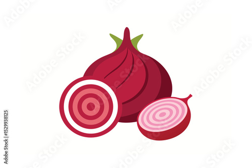 Red Onion with Slice and Rings 