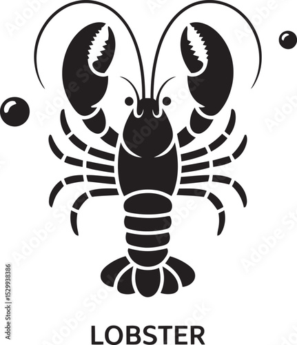 Black Lobster Silhouette Icon Seafood Graphic vector