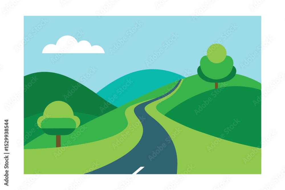 Fototapeta premium Scenic Road Through Nature Background
