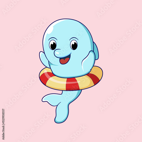 vector illustration of cartoon dolphins