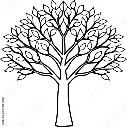 Minimal Tree with Pastel Gradient Leaves – Vector on White