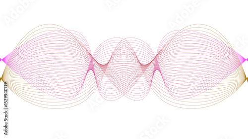 Vector curvy abstract line art wavy flowing dynamic colorful lines white background in concept music or sound, wave, wind, information flow