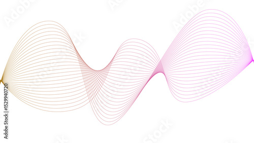 Vector curvy abstract line art wavy flowing dynamic colorful lines white background in concept music or sound, wave, wind, information flow