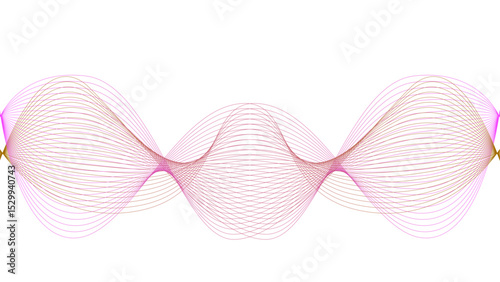 Vector curvy abstract line art wavy flowing dynamic colorful lines white background in concept music or sound, wave, wind, information flow