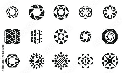 A diverse collection of geometric black and white patterns, showcasing intricate designs and shapes, perfect for artistic and modern visuals.