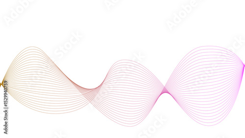 Vector curvy abstract line art wavy flowing dynamic colorful lines white background in concept music or sound, wave, wind, information flow