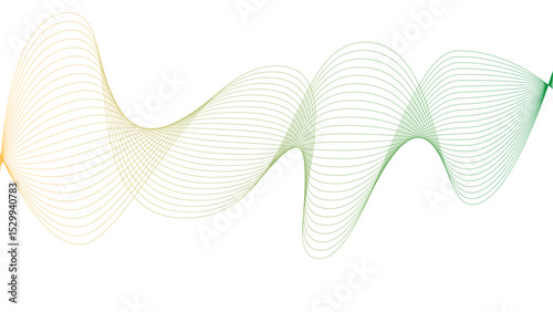 Vector curvy abstract line art wavy flowing dynamic colorful lines white background in concept music or sound, wave, wind, information flow