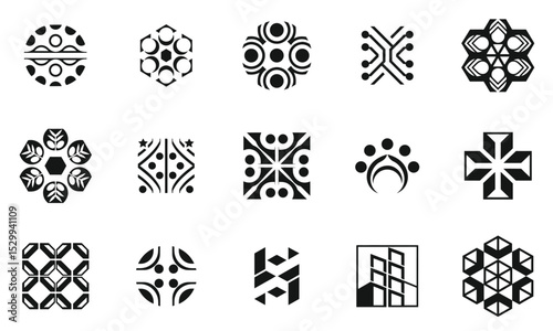 A diverse collection of black and white patterns, showcasing geometric shapes and intricate designs suitable for various design projects.