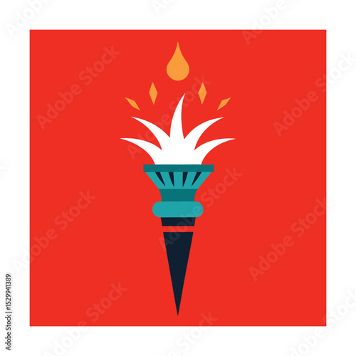 Vector illustration of a stylized torch against a vibrant red background