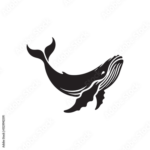 Majestic Humpback Whale Vector Silhouette – Ocean Giant Outline Design for Marine Life Art, Nautical Decor, Sea Animal Clipart, SVG for Crafts and Projects
