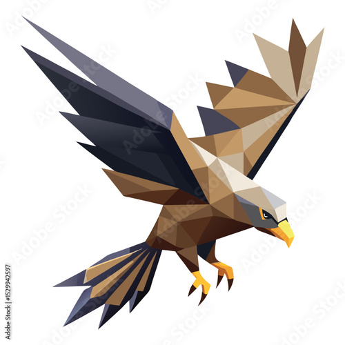Low poly eagle in flight